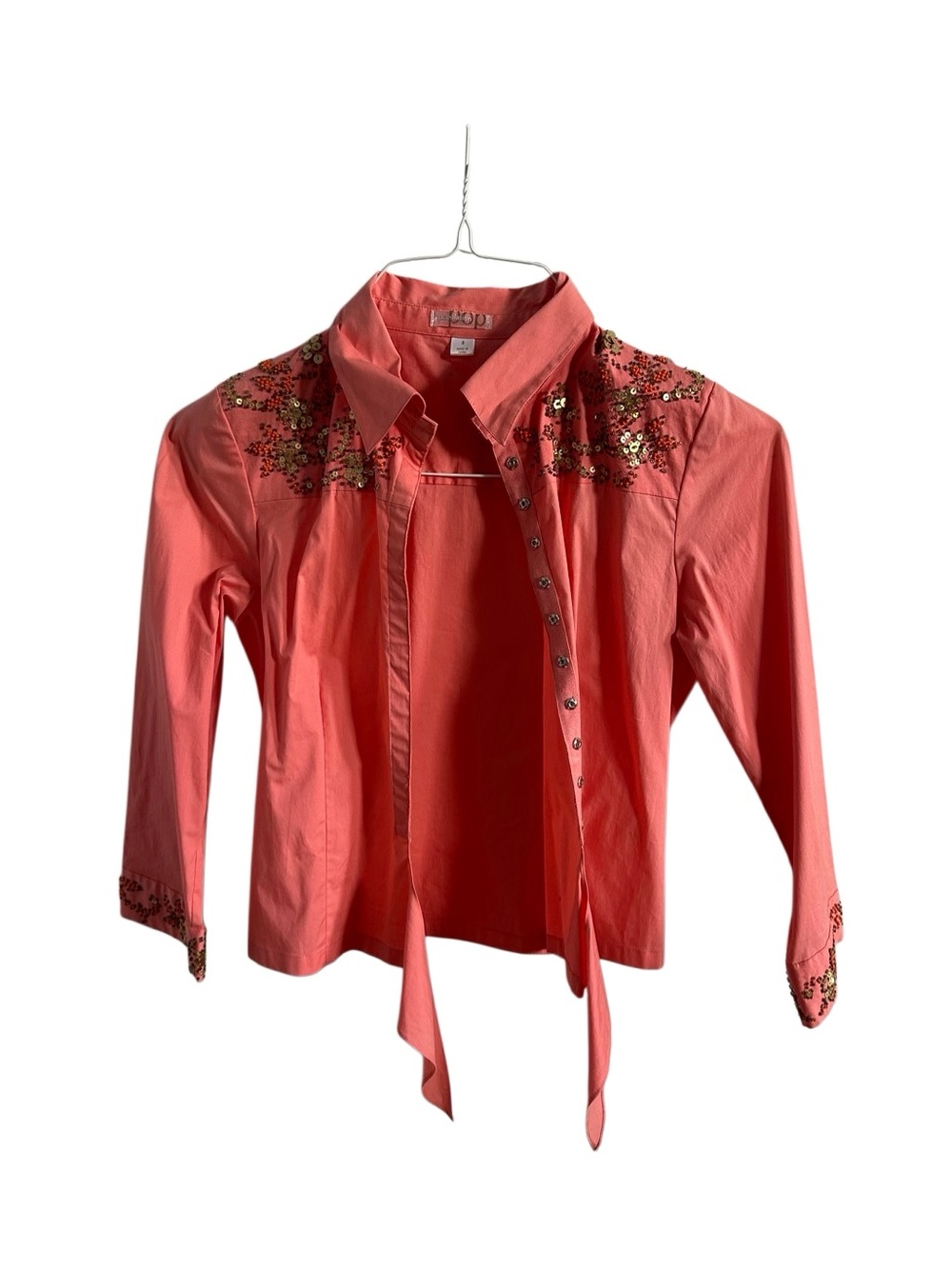 Equipment Coral Embellished Tie-Front Shirt Jacket